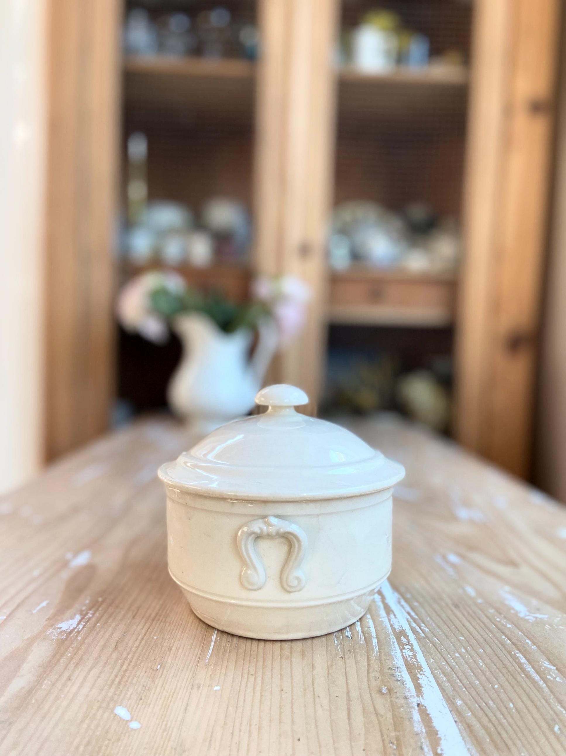Beautiful vintage French stoneware petite soup tureen
