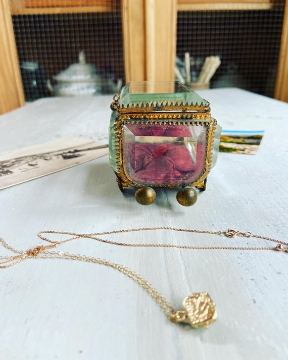 Beautiful antique French jewelry box with Bezeled… - image 3