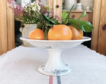 Beautiful rare find vintage French ironstone compotier, fruit bowl from a famous maker Gien