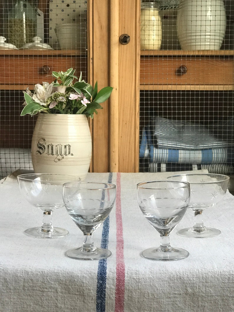 Lovely set of 4 vintage French sundae glasses image 1