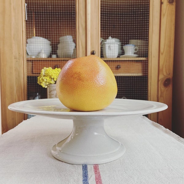 Beautiful vintage French ironstone cake stand with lovely patina