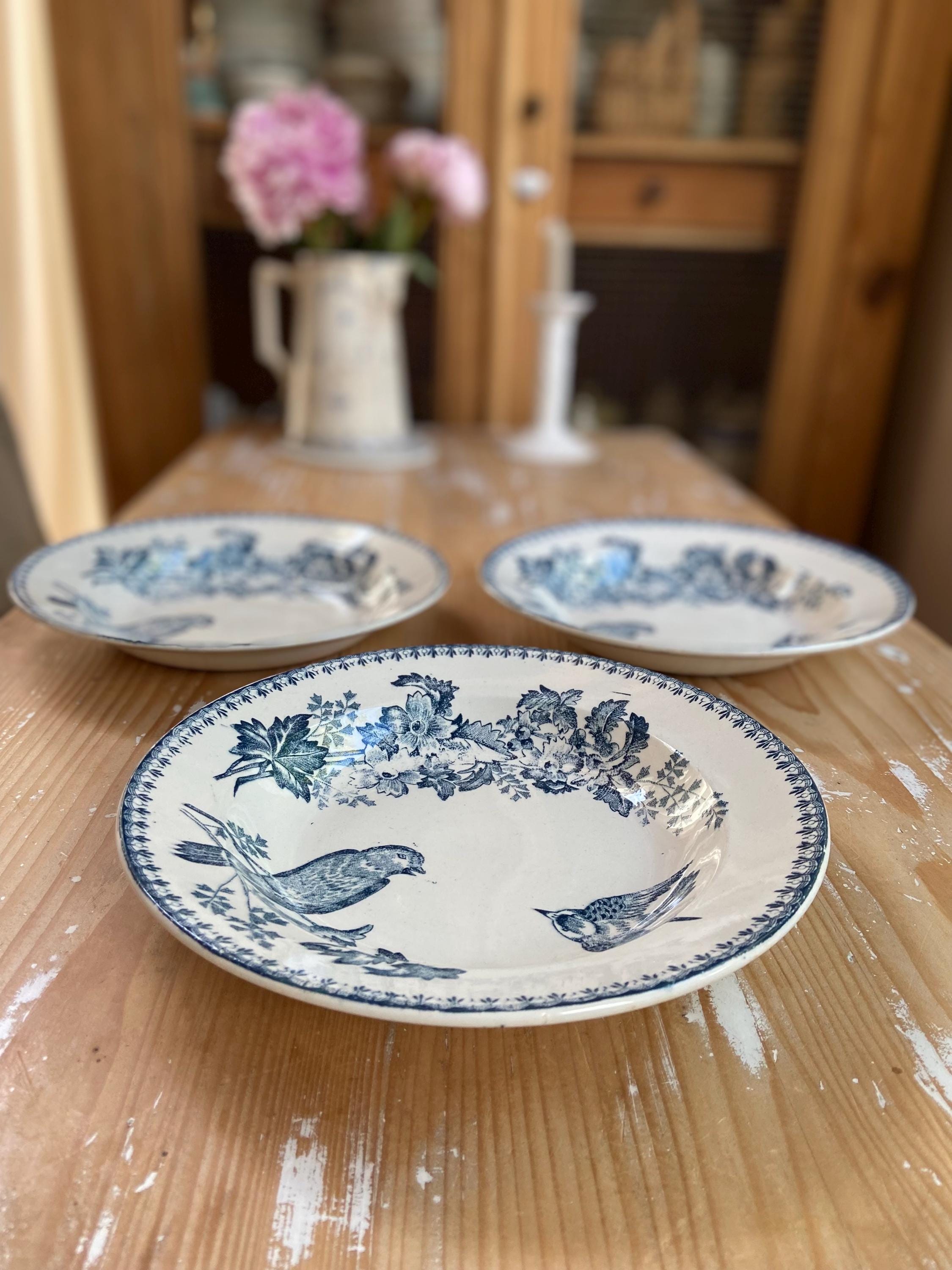 French Blue Birds Plates - Etsy