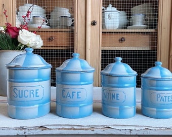 Beautiful rare find set of 4 enamelware spice pots found in Avignon!