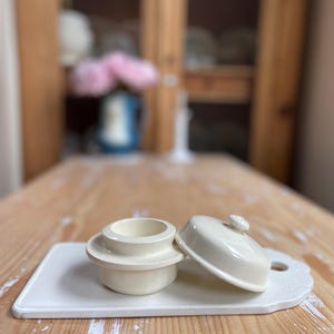 Vintage French Stoneware Terrine Pot – Cream Simplex Sarreguemines Dish