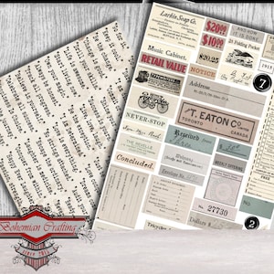 Jun Journal Words Adverts and Numbers Digital Downloads Printable Ephemera