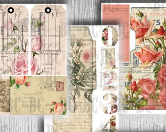 Roses eternity Digital collection, digital design, junk journals