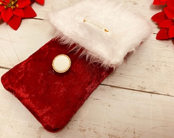 Santa's Doppeltasche Handy / Stifte Tasche Handmade Einzigartiges Geschenk