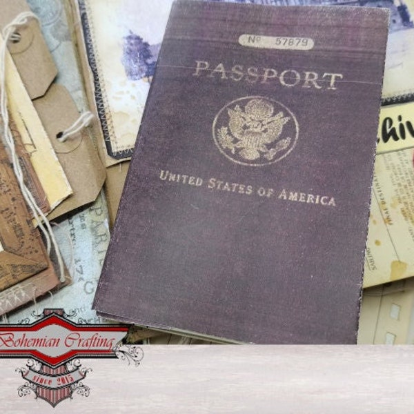 Vintage USA Passport book Digital Download Printable
