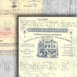 Vintage Documents, Ephemera Digital Kit Digital Prints Old Papers Digiprints Junk Journal Supplies Handwritten Letters Receipts Documents