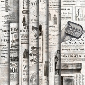 Vintage Shabby chic newspapers,  Ephemera Digital Kit Digital Prints Old Papers Digiprints Junk Journal Supplies