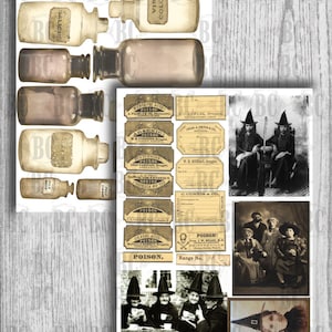 Vintage Halloween Collage ephemera, Digital download, Ephemera download, printable