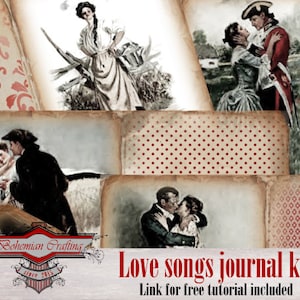 Love Songs Digital collection Digital download Printable kit for junk journals Ephemera Love Valentine's day