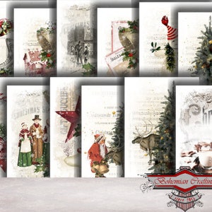 12 kerstkaarten ontwerpen en verfraaiingen Digitaal Download Printable