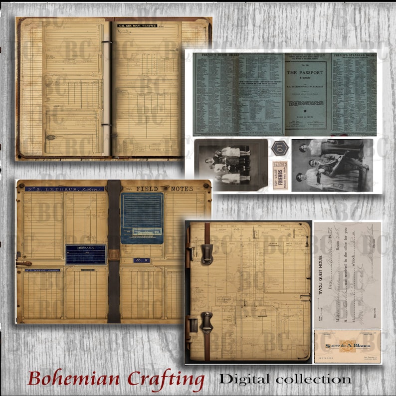 Grunge Basic Vintage Journal Kit, Digital Design, Journal Ephemera ...