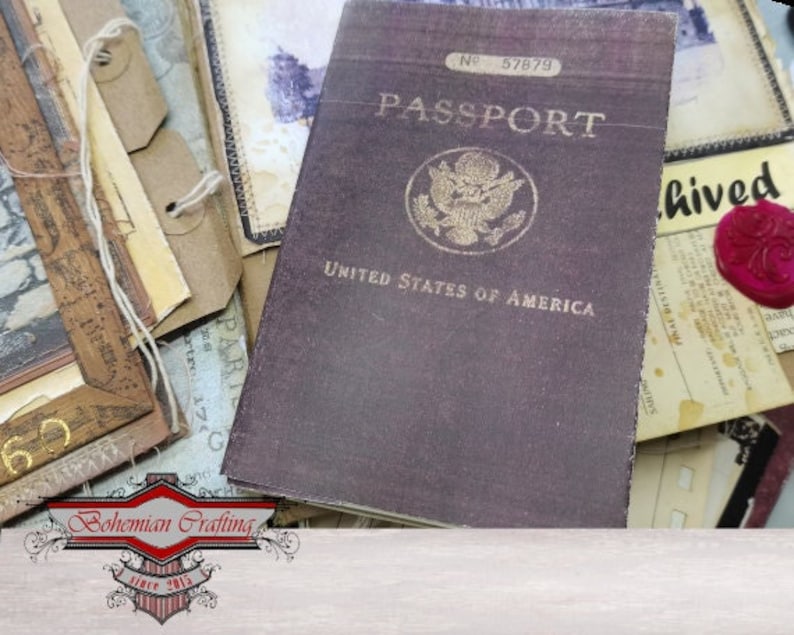 Vintage USA Passport Book Digital Download Printable Etsy