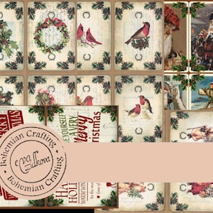 Vintage kerstkaarten digitale download afdrukbaar voor ongewenste tijdschriften Ephemera 6x4 kaarten
