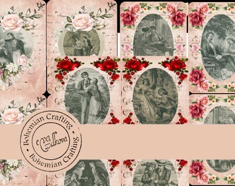 Vintage Valentinstagskarten Digital Download Druckbare Ephemera Junk Journal