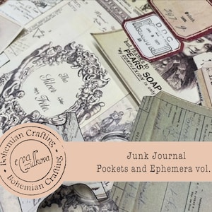 Junk Journal pockets and Ephemera vol.1 Digital Download Printable Scrapbooking kit