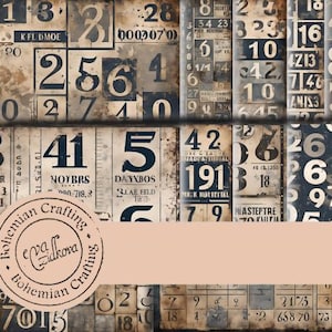 Lost in Numbers Grunge Digital Collection/ junk journal kit/ printable ephemera/ vintage journal/ industrial