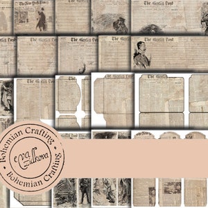 Newspaper Stories Vintage Digital Collection for journals, diaries Printable ephemera