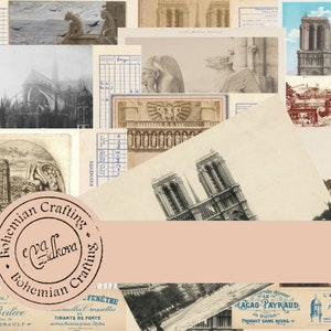 Notre Dame junk journal ephemera Digital Download Printable