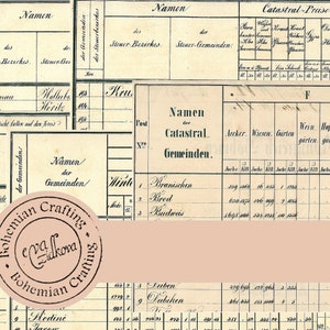 Austrian Vintage Ledger sheets Digital downloads Printable Ephemera for journals