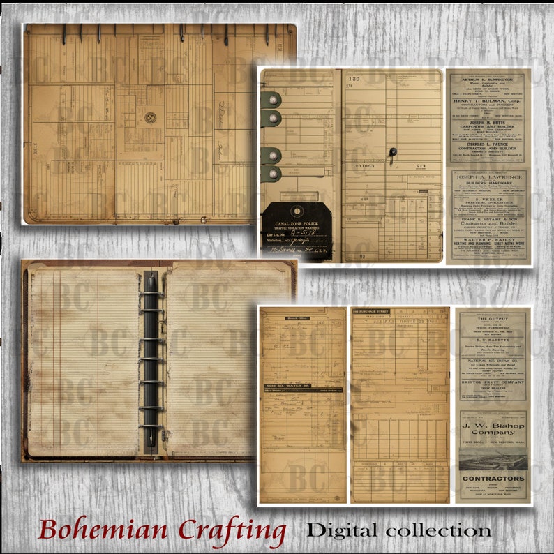 Grunge Basic Vintage Journal Kit, Digital Design, Journal Ephemera ...