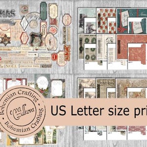 Impresión en tamaño carta de EE. UU. Desplegable navideño POP UP Diseño digital móvil, efímera imprimible