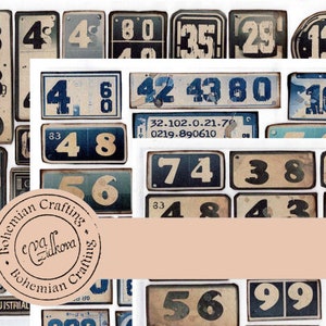 Grunge numbers Digital design, Printable embellishment for junk journals