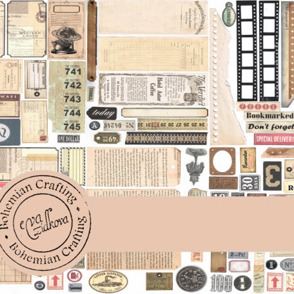 Layered Bookmarks Digital kit collection Vintage Ephemera for Junk Journals