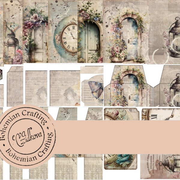 Doors to BOHO Digital Collection Printable Ephemera for journals, diaries