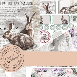 Spring Rabbit Vintage Journal kit Digital Design Printable journal kit