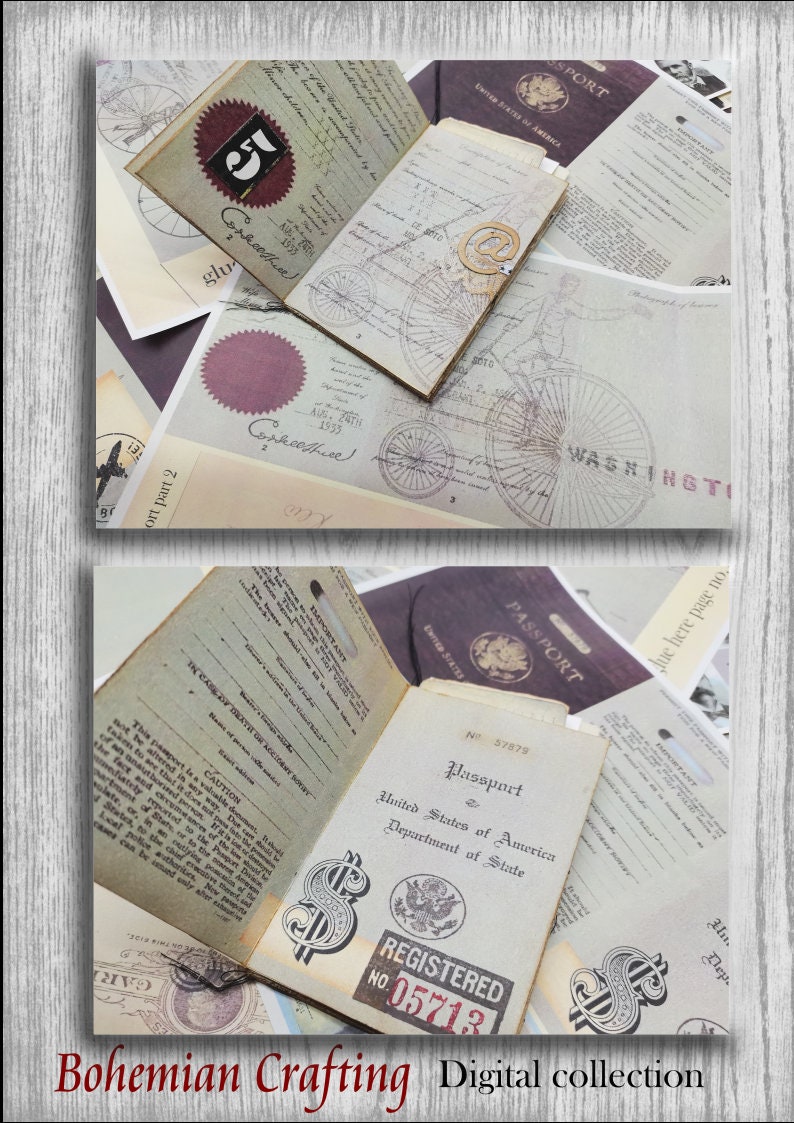 Vintage USA Passport Book Digital Download Printable - Etsy