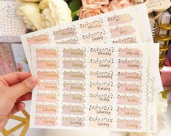 Pink confetti date covers, Foiled Stickers, foil date covers, confetti date covers, gold foil stickers, gold date covers, confetti foil