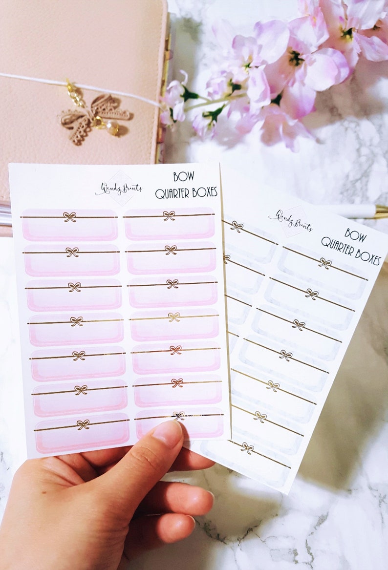 F15 Foiled Bow Quarter Box Stickers Foil Stickers Planner Etsy