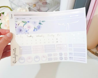 Serene B6 Monthly Kit | Spring Sticker Kit | Spring Planner Sticker | Spring Monthly Kit | Purple Sticker Kit | B6 Monthly Sticker