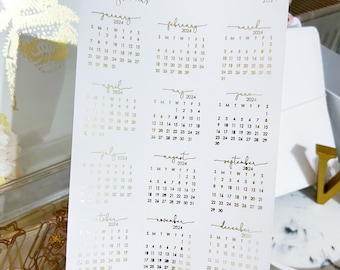 2024 Calendar Stickers | Foil Clear Transparent Stickers | Foiled Monthly stickers | 2024 foil stickers | 2024 Sticker | Months