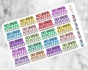 W146 No Spend Tracker Stickers, Planner Stickers, Money Stickers, Finance Sticker, Money Tracker, Erin Condren, Filofax, Mambi, KikkiK, Cute