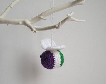 Suffragette Bee, Votes for Women, Crochet, Handmade