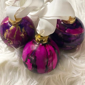 Christmas Ornament | Alcohol Ink Ornament | Set of Three | Ceramic Hand Painted Ornament | Christmas Bauble