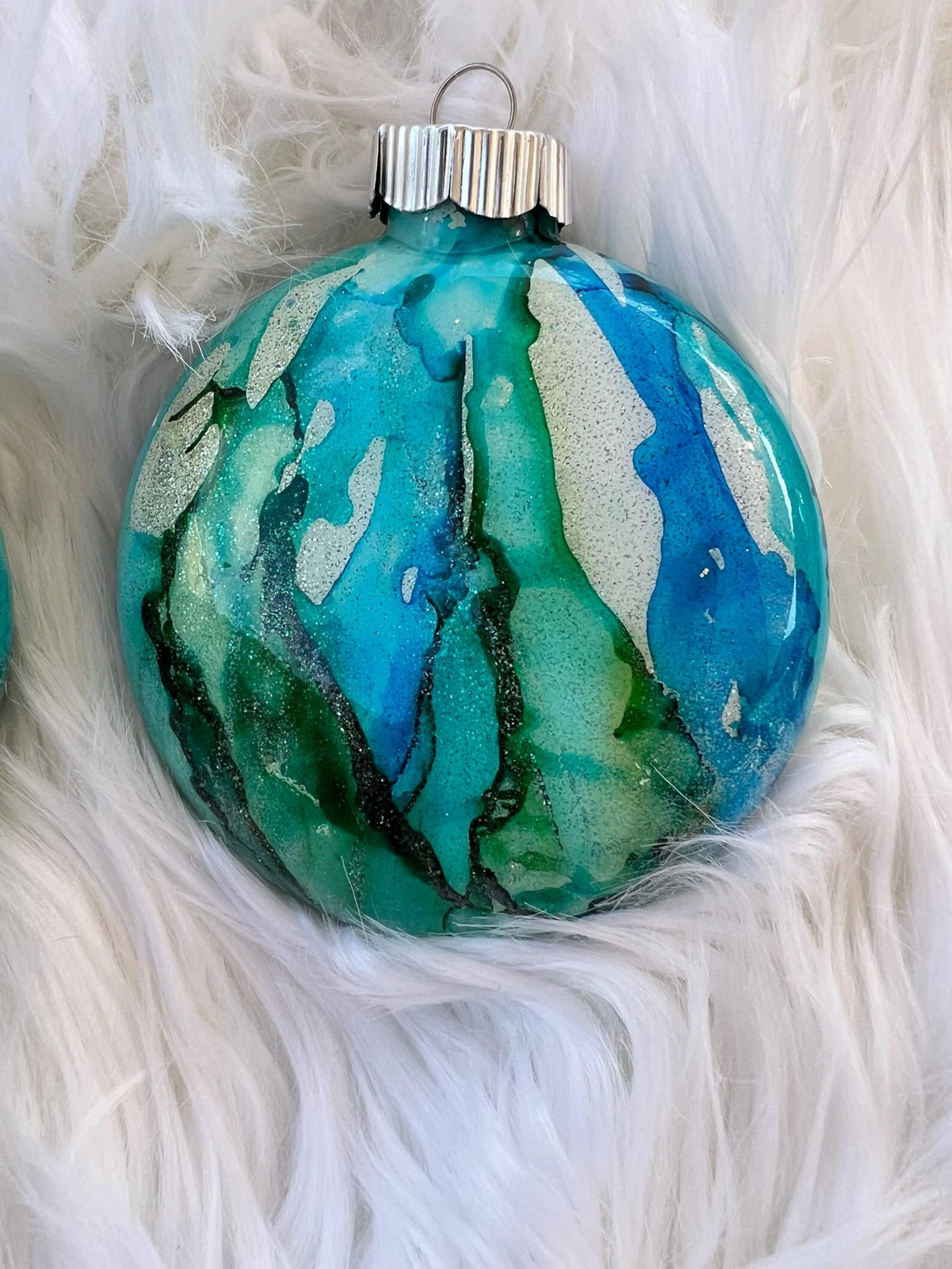 Turquoise Blue And Green Alcohol Ink Christmas Ornament Hand Painted turquoise-blue-and-green-alcohol-ink-christmas-ornament-hand-painted