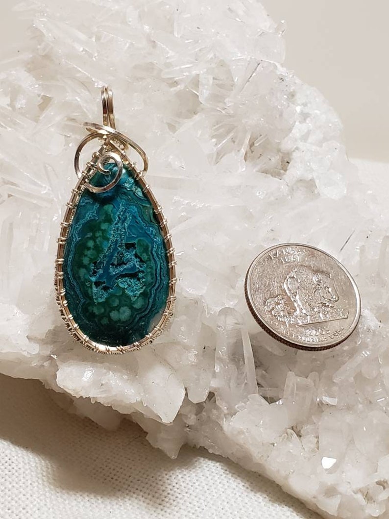 Silicated Malachite and Sterling Silver Pendant