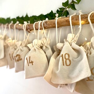 Calendrier De L'Avent à Remplir Soi-même - 24 Sachets En Tissu - 2 Tailles - Décoration Noël DIY 2025