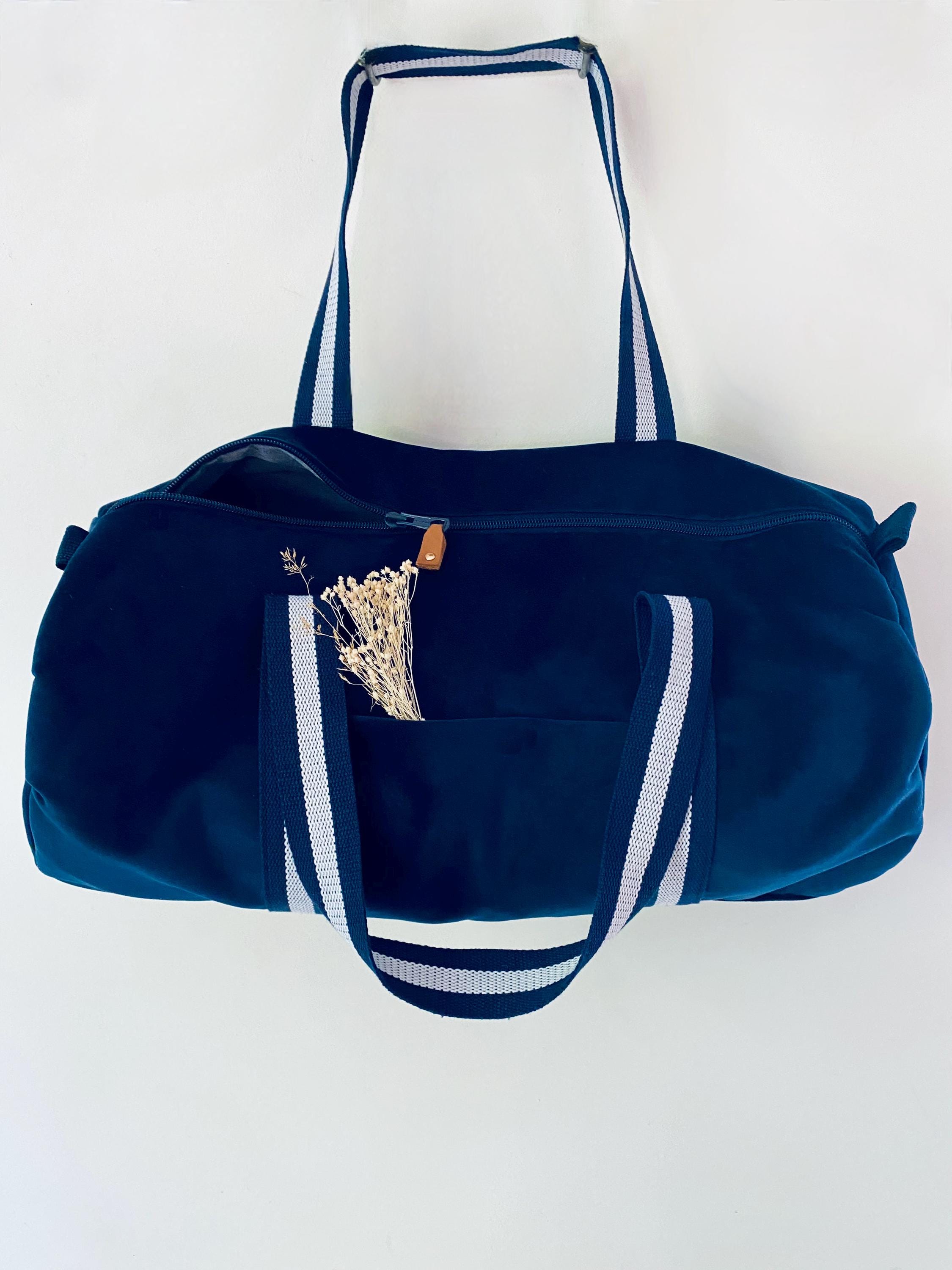 Navy Blue Smooth Velvet Duffel Bag, Bowling Bag, Sports Bag