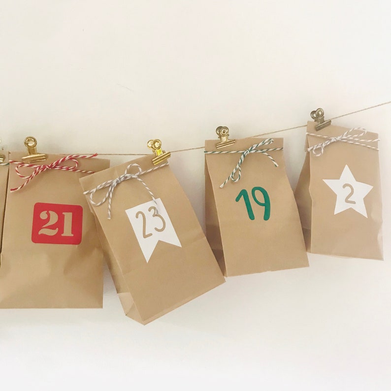 Calendrier de l'avent en kraft à remplir. 24 sachets Etsy France
