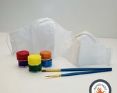 DIY 2-mask decorating kit, kid adult sizes, fun easy craft project, family, all ages, unisex, decorate, personalize, fabric, tangibilia