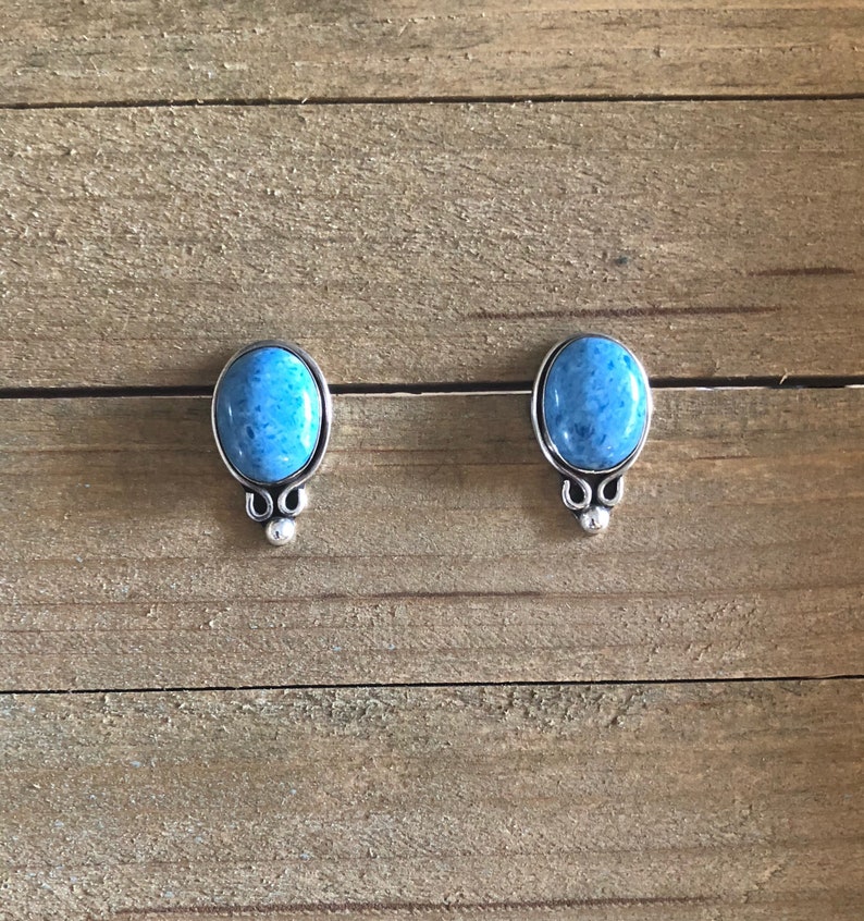 Mexico Denim Lapis Sterling Silver Earrings Pendant Necklace Set