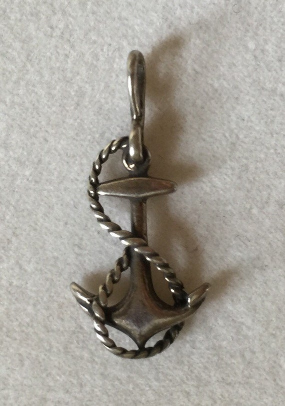 1970's Navy Anchor Infinity Rope Sterling Silver … - image 1