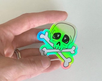 Holographic Skull Sticker