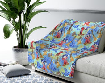 Sorcerer Mouse Sherpa Fleece Blanket Disney Disneyland Movie Quotes Fantasmic Fantasia Mickey Brooms Magic World
